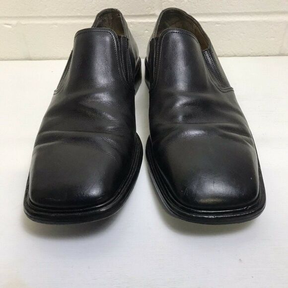Louis Vuitton Men's Black Leather Square Toe Slip On Loafer Shoes Size LV 8 US 9 - Picture 2 of 12